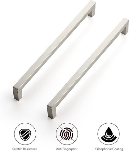 Ravinte 3 Pack 10 Inch Square Cabinet Handles - Satin Nickel & Brushed Nickel Drawer Pulls - Kitchen Cabinet Hardware