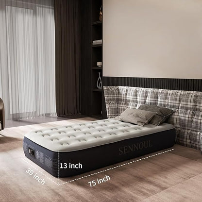 Air Mattress Twin with Built in Pump - 2 Mins Quick Self Inflatable,13"/550lbs Max Blow Up Bed, All Night Stability No Lost Air，No Peculiar Smell for Camping,Home,Guests & Portable Travel