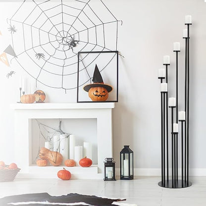 Black 9 Arm Floor Candle Holder Candelabra for Home Decor, Weddings, Dinner Parties Formal Events(Candle Excluded)