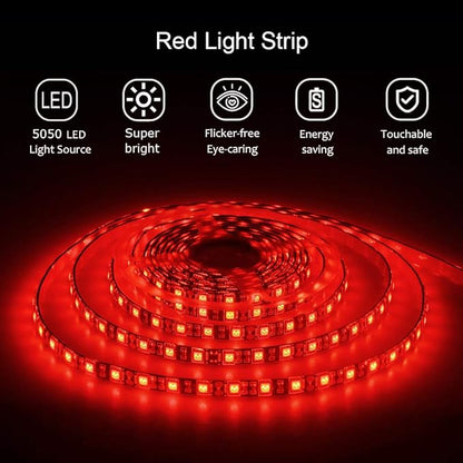 ALITOVE 16.4ft 5050 SMD Red LED Flexible Strip Ribbon Light 5M 300 LEDs Waterproof IP65 DC 12V for Home Garden Commercial Area Lighting, Without Power Supply