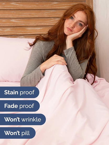 Extra Deep Twin Sheet Set - 4 Piece Breathable and Cooling Sheets - Hotel Luxury Bed Sheets Set - Easy Fit - Soft, Wrinkle Free and Comfy Sheets Set - Lavender Pink Sheet Set with Extra Deep Pockets