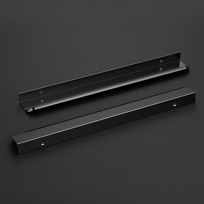 Ravinte Hardware 6 Pack Black Cabinet Handles, 11.8 Inch (300mm) Finger Edge Pulls, 8.8 Inch Hole Center, Finger Pulls for Cabinets