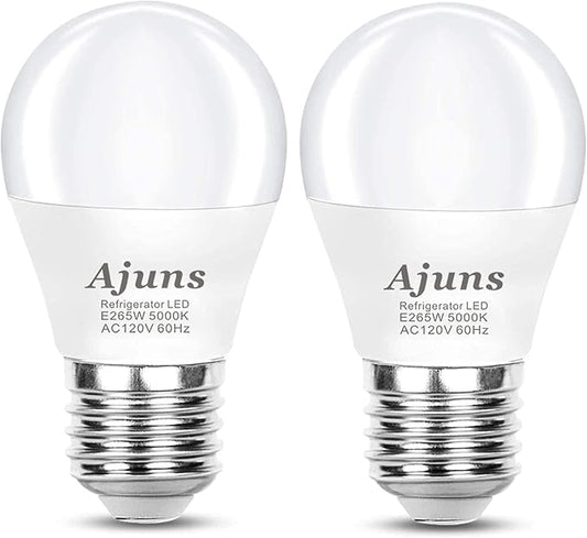 LED Refrigerator Light Bulbs 40W Equivalent 120V A15 Fridge Waterproof Bulbs 5W Daylight White 5000K E26 Medium Base Freezer Light Bulbs Non-dimmable, 2Packs