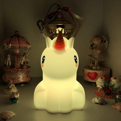 Large Unicorn Night Lights for Kids, 9 Colors silicone Bedside Table Lamps Baby Bedroom Lighting Nursery Children Tap lamp for Toddlers Boys Girls Adults Student Elder Bathroom Outdoor - Large