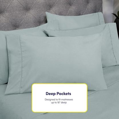 Sweet Home Collection 6 Piece Bed Sheet Set, King, Slate