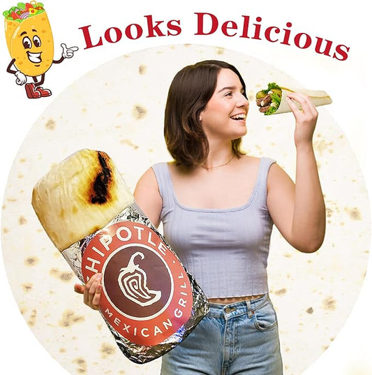 Jorbest Burrito Tortilla Throw Blanket Birthday Gifts for Women Men Teen Boys Girls, Novelty Tortilla Food Blanket Funny Gifts for Adult Kids, 285 GSM Soft Flannel Taco Blanket (Beige, 47 inches)