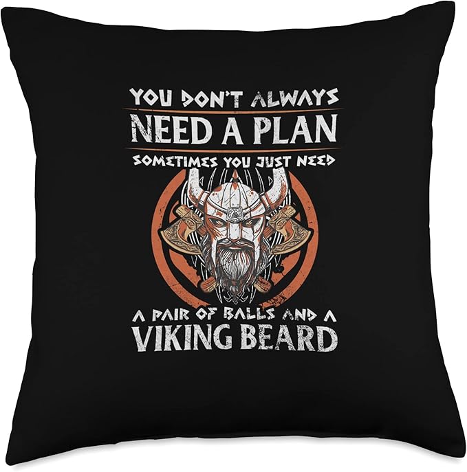 Scandinavian Mythology Anglo-Saxon Warriors Viking Beard Throw Pillow
