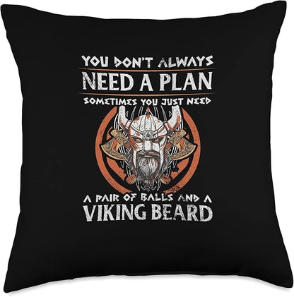 Scandinavian Mythology Anglo-Saxon Warriors Viking Beard Throw Pillow