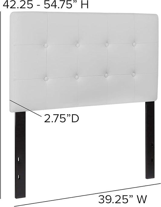 Flash Furniture Lennox Tufted Upholstered Twin Size Headboard in White Vinyl