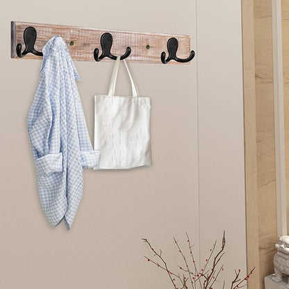 IBosins 8 Pack Heavy Duty Double Prong Coat Hooks Wall Mounted with 16 Screws Retro Double Hooks Utility Hooks for Coat, Scarf, Bag, Towel, Key, Cap, Cup, Hat