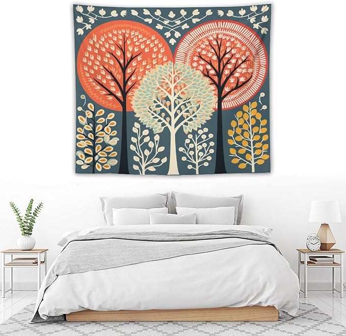 MaSiledy Tapastry's Wall Hanging Shabby Chic Trees Tapestry Nature Themed Autumn Tapestries for Bedroom Wall Art Home Decoration 50"x60" Bedroom Xmas Tapestry for Bedroom Christmas Backdrop