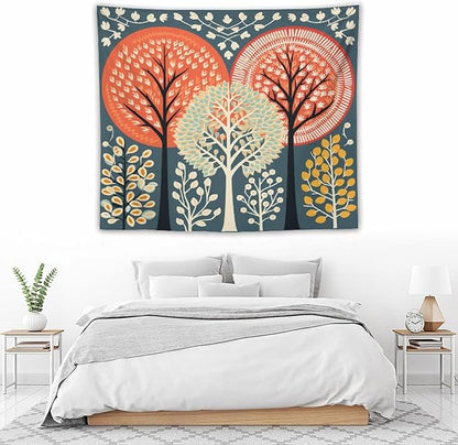 MaSiledy Tapastry's Wall Hanging Shabby Chic Trees Tapestry Nature Themed Autumn Tapestries for Bedroom Wall Art Home Decoration 50"x60" Bedroom Xmas Tapestry for Bedroom Christmas Backdrop