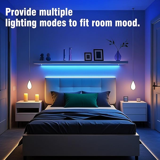 VOLIVO LED Strip Lights 25 FT, App Controlled Bluetooth Led Light Strips Sync with Music, Color Changing Lighting for Bedroom, Home Decoration