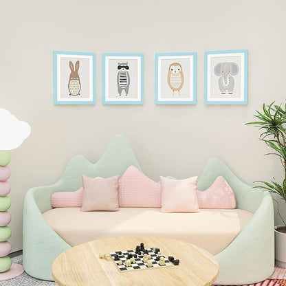 KINLINK 10x12.5 Kids Art Frames Set of 2, Solid Wood Kids Artwork Frames Changeable with Acrylic Front Opening Holds 150 Pictures, Art Frame for Kids Artwork with Mat or without Mat, Light Blue