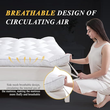 DOWNCOOL 3 Inch Full Mattress Topper, Ultra Thick and Fluffy Supportive Memory Foam Mattress Topper for Body Pain, Mattress Pad with Breathable Mesh Design for Deep Sleep, 75x54x3 Inches