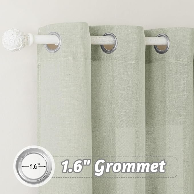 RYB HOME Extra Wide Semi Sheer Curtains, Grommet Easy Sliding Room Divider for Office Bedroom Separation, Large Window Curtains for Sliding Glass Door, Sage Green, W 100 x L 95, 1 Pcs