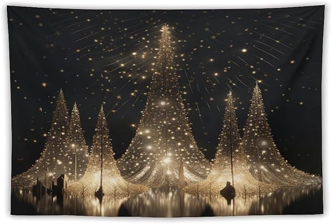 Tapestry Silver Lighted Christmas Trees Tapestries for Bedroom Aesthetic Watercolor Christmas Tree Wall Tapestry Bedroom Wall Decor Living Room Landscape 60"x90" Christmas Family Party