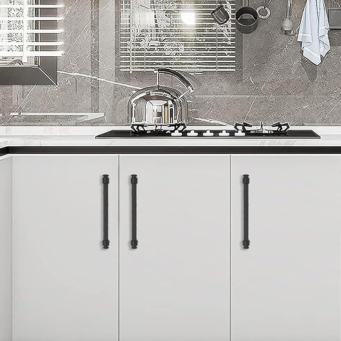 6 Pack Black Matte 10 inch Cabinet Handles and Pulls - Drawer Pulls for Kitchen and Dresser