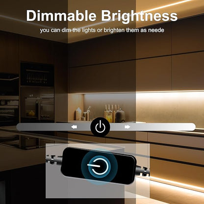 COB LED Strip,LED Strip Lights 3M/9.84ft,Touch Dimmable LED Strips,CRI90+,2700K Warm White cob led,960LEDs,24V LED Tape Lights,Indoor for Bedroom, Kitchen, TV, Mirror,Cabinet