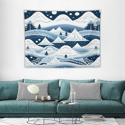MaSiledy Tapestry Snow Mountain Scandinavian Winter Tapestry Vintage Aesthetic Tapestries Xmas Rustic Winter Holiday Wall Tapestry Wall Decor for Bedroom Living Room Dorm Landscape 30"x40"