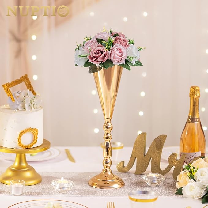 NUPTIO Flower Balls for Wedding Centerpieces - 10 Pcs 9.5 inch Diameter Fake Flower Ball Arrangement Bouquet Party Centerpieces for Tables - Dusty Rose Bouquet Centerpiece Flowers for Wedding Table