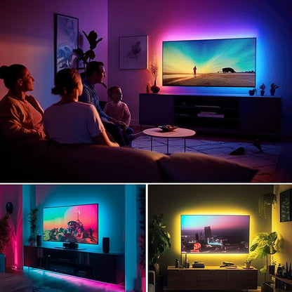 maylit ICRGB TV LED Backlight, 16.4ft Bluetooth LED Lights for TV 65-75in, USB Powered TV Lights Kit with Remote and App Control, Music Sync, Color Change with TV Sound, Bias Lighting for HDTV