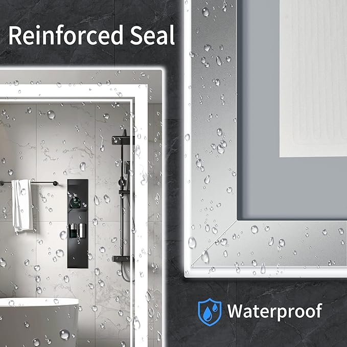 30"x22" LED Bathroom Mirror with Anti-Fog, Stepless Dimmable Lights, 3 Color Modes, Shatter-Proof Tempered Glass, Memory Function & Waterproof Design