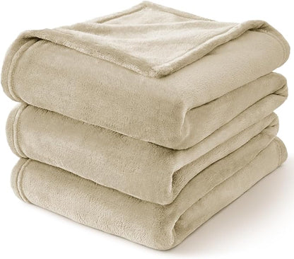 BEDELITE Fleece Blankets Queen Size Linen Throw Blankets for Bed, Luxury Plush Cozy Fuzzy Blanket 90x90 inches, Super Soft Warm Lightweight Throw Blanket All Seasons Suitable