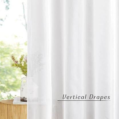NICETOWN Sheer Curtains Panels for Bedroom - Soft Ivory Voile Drapes Balance Light for Nursery/Living Room (2 Panels, W54 x L72 Inches)