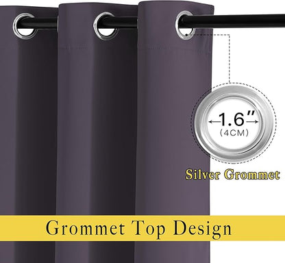 NICETOWN Room Darkening Curtain Panels - Window Treatment Thermal Insulated Grommet Light Blocking Curtains Drapes for Bedroom/Home Office (2 Panels, 34 by 50, Greyish Purple)