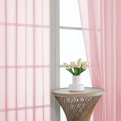 OVZME Sheer Blush Pink Curtains 108 Inches Long 2 Panels Set, 59 Inch Extra Wide Lightweight Airy Blush Pink Sheer Curtain for Living Room Bedroom, Filmy Voile Rod Pocket, 59Wx108L Inches