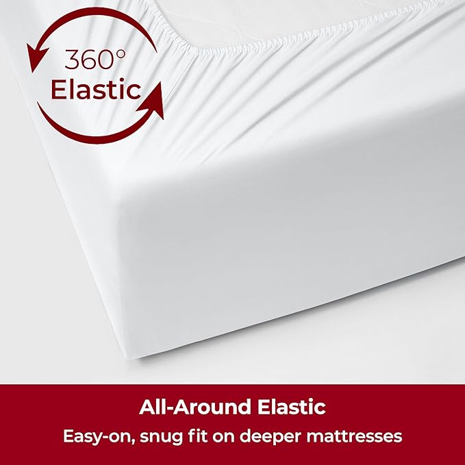 Mellanni Extra Deep King Sheets - 4 PC Iconic Collection Bedding - Hotel Luxury, Ultra Soft, Cooling Bed Sheets - Wrinkle, Fade, Stain Resistant (King, White)