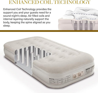 King Koil Luxury Twin Air Mattress with Built-in High-Speed Pump for Home, Guests & Camping - Twin Size Premium Double High Inflatable Blow Up Mattress