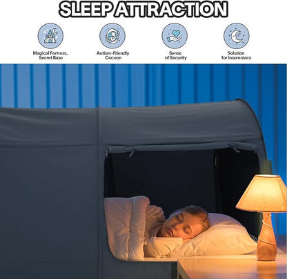 Alvantor Bed Canopy Tents Dream Privacy Space Twin Bunk Bed Sleeping Tents Indoor Pop Up Portable Frame Curtains Breathable Grey Cottage (Mattress Not Included) Reducing Light