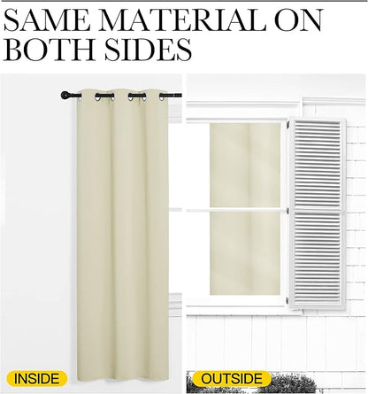 NICETOWN Room Separating Divider, Room Divider Curtain Screen Partition, Function Thermal Blackout Patio Door Curtain Panel, Sliding Door Insulated Curtain for Patio, Beige, 8.3ft Wide x 12ft Long