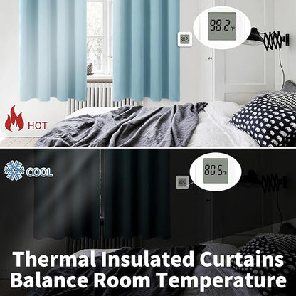 BGment Room Darkening Curtains 45 Inches Long - Grommet Thermal Insulated Drapes Window Treatment Curtains for Bedroom, 2 Panels, 38 x 45 Inch, Greyish Blue