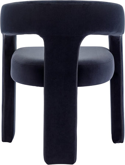 Modern Barrel Dining Chairs Set of 3, Velvet Upholstered Accent Side Chair with Arms Comfy Makeup Vanity Chairs, Dining Living Room Kitchen Chairs, Black