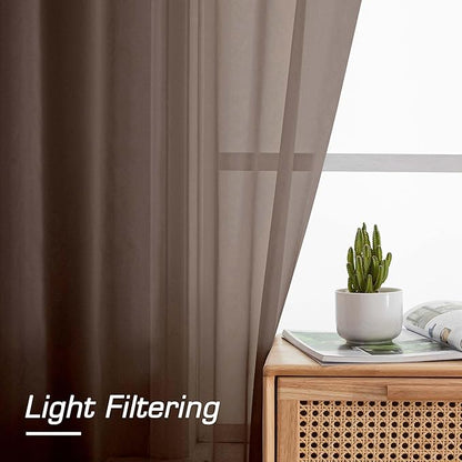OWENIE Sheer Chocolate Curtains, Sheer Curtains 78 inch Length 2 Panels Set, Rod Pocket Voile Fimly Sheer Drapes for Living Room/Bedroom, 2pcs, Each 42" W x 78" L