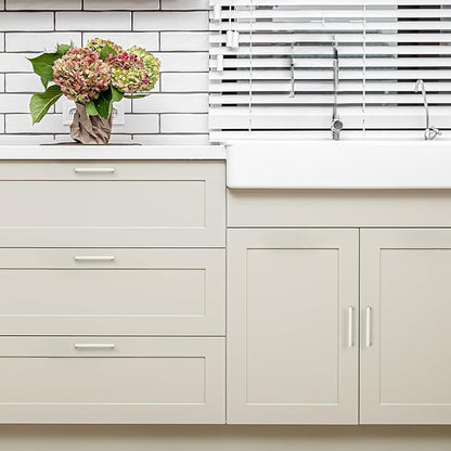 Ravinte 20 Pack Solid 4 Inch Center to Center Slim Square Bar Drawer Handles - Cabinet Hardware Brushed Nickel Pulls for Kitchen and Drawers