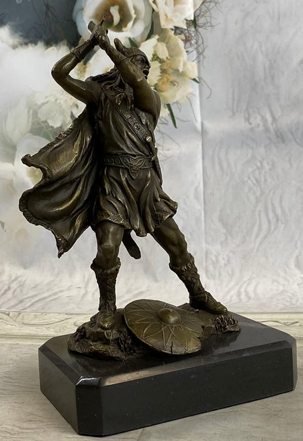 EUROPEAN BRONZE Hot Cast Viking Norse Nordic Scandinavian Warrior Bronze Art Sculpture Figurine Vault