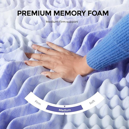Dreamsmith 4 Inch 7-Zone Full Memory Foam Mattress Topper, Cooling Gel Infused Foam Mattress Pad, Full Size Bed, CertiPUR-US Certified