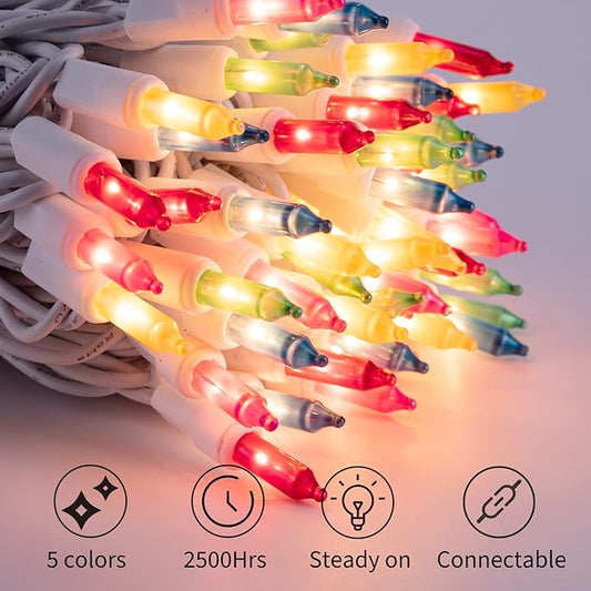 Easter Decorations Mini String Lights - 26.5 feet 100 Count Mini Light Set on White Wire Plug in End to End Connectable for Indoor Outdoor Party Yard Garden Patio Home Easter Decor, Multicolored