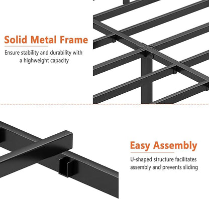 Twin Bed Frame-Classic Metal Platform Bed Frame,Mattress Foundation with Steel Slat Support,Under Foundation Storage,No Box Spring Needed, Easy Assembly, Twin Size