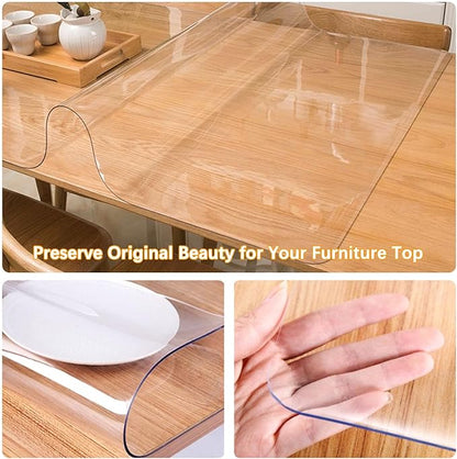 62 Inch Clear Round Table Cover Protector 1.5mm Thick Table Protector for Dining Room Waterproof Plastic PVC Vinyl Tablecloth Cover Circle Tabletop Desk Pad Mat for Furnture Coffee End Bed Side Table