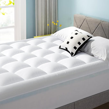 Best Price Mattress 4 Inch Pillowtop Mattress Topper and Pad Combo, 2 Inch Egg Crate Foam Mattress Topper, 2 Inch Plush Mattress Pad, Certified Safe Foam and Fabric, Dorm Essentials, Queen