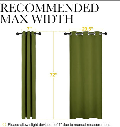 NICETOWN Bedroom Curtain Panels Blackout Draperies, Christmas Holiday Decor Thermal Insulated Solid Grommet Blackout Curtains/Drapes (One Pair, 34 by 72-inch, Olive Green)
