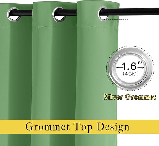 NICETOWN Bedroom Blackout Curtains and Drapes - Window Treatment Thermal Insulated Solid Grommet Blackout Draperies for Bedroom (Forest Green, Set of 2, 66 by 54 Inch)