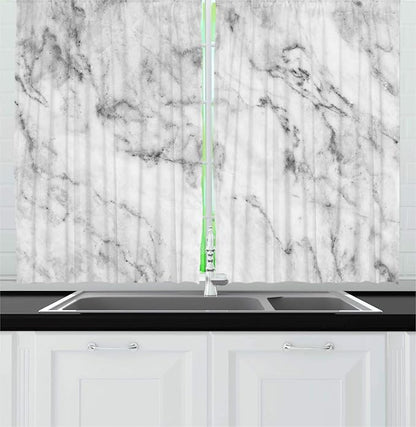 Lunarable Architecture Kitchen Curtains, Continued Illustration of Marble Greyscale Exterior Details, Window Drapes 2 Panel Set for Kitchen Cafe Decor, 55" X 39", Dimgray Pale Grey and Pearl