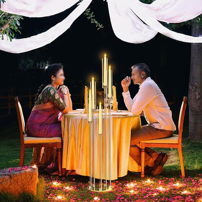 5 Arm Floor Candelabra,Acrylic Floor Candle Holder for Wedding Centerpiece Tall Clear Candle Holders for Ceremony Birthday Party Home Decoration Fit 0.8 LED Candles