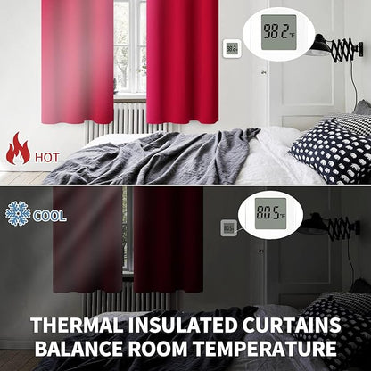 BGment Room Darkening Curtains 63 Inches Long - Grommet Thermal Insulated Drapes Window Treatment Curtains for Bedroom, 2 Panels, 70 x 63 Inch, Red